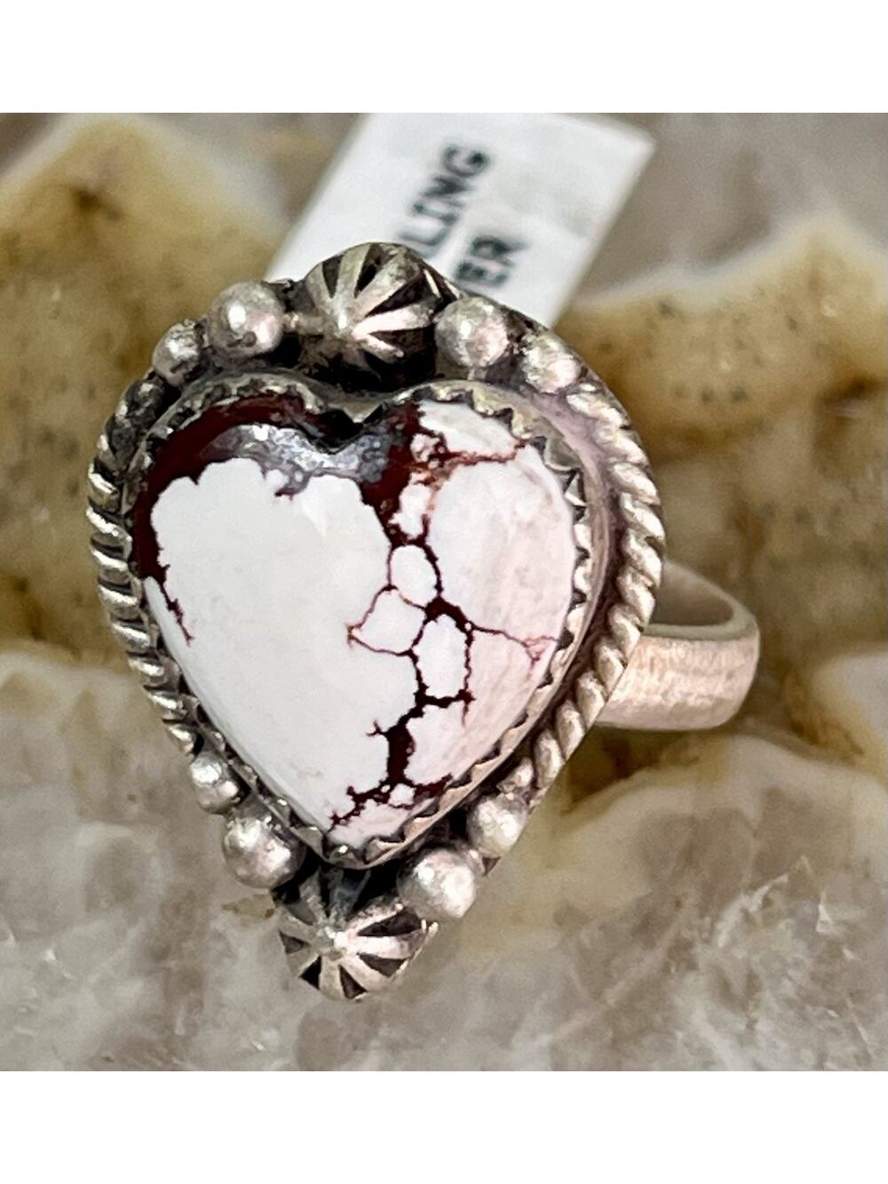 Wild Horse Turquoise Heart Southwestern Sterling Silver Southwestern Adjust Ring